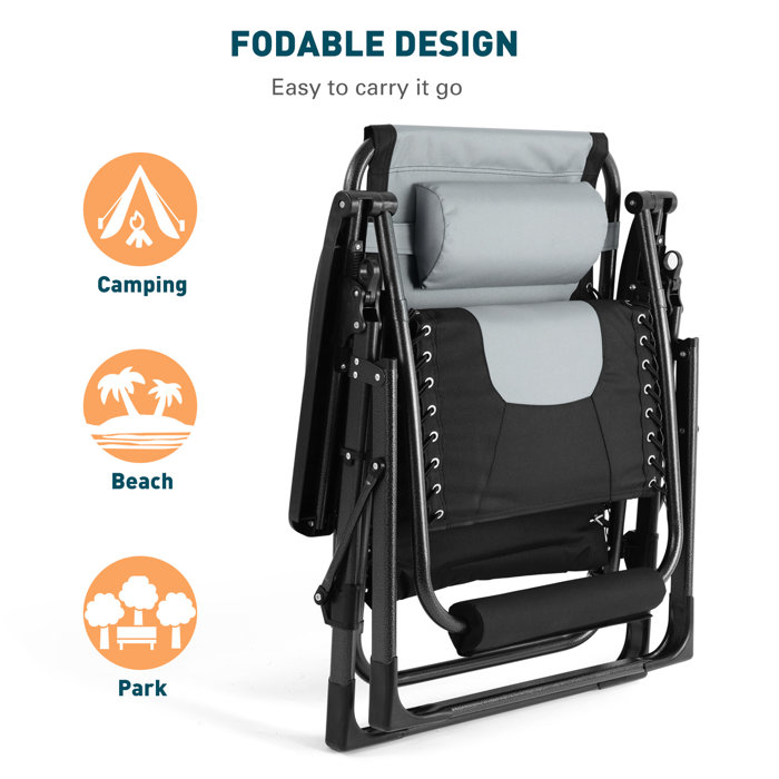 Arlmont & Co. Muhab Folding Zero Gravity Camping Chair Fashion Recliner